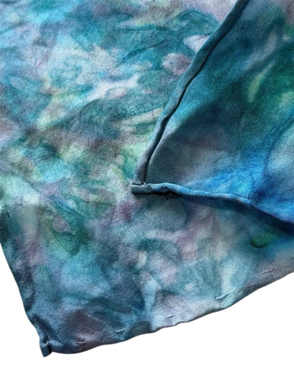 Silk Scarf Belt Boho Festival Coastal Cowgirl Waist Wrap Green Blue 57-1/2” L